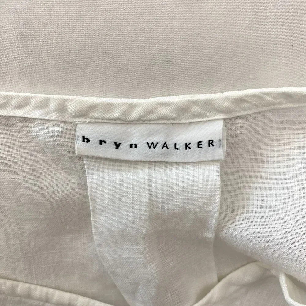 Bryn Walker Linen Top Bell Sleeves Womens Large White Lagenlook Cottage Coastal - Picture 6 of 11